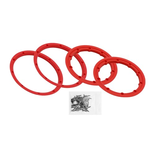 FLMLF Nylon Inside and Outside Beadlock Ring Kit 4pcs Red for Wheel Hub for 1/5 HPI Baja 5B 5T 5SC LOSI 5ive T RC CAR Truck Parts