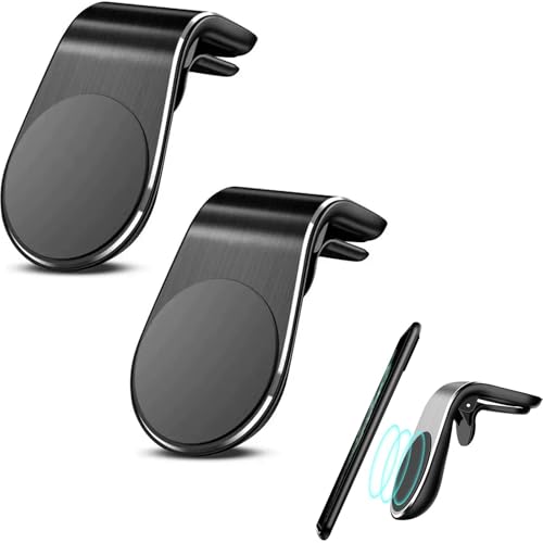 RANYUNSYZ 2Pcs Black Universal Phone Holder Clip Car Air Vent Magnetic Mount Holder Bracket for GPS Suporte Celular Car Phone Vent Clip Phone Holder Cell Phone Automobile Cradles