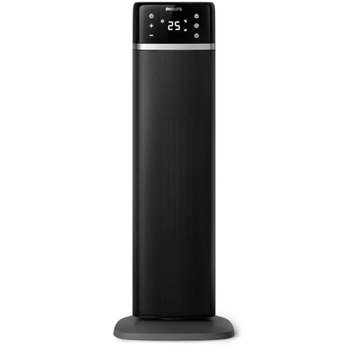 Philips 5000 Series Energy Efficient Connected Tower Fan Heater 2000W up to 50% Energy Savings Temperature Display 5 Safety Features 4 Modes 60 Oscillation Quiet Black & Dark Grey (CX5120/11)