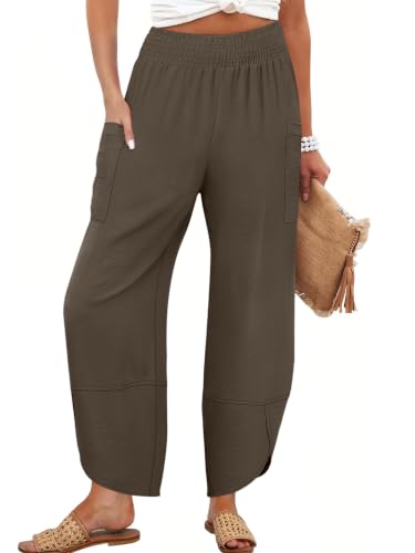 Image of ANRABESS Womens Wide Leg Palazzo Capri Barrel Pants