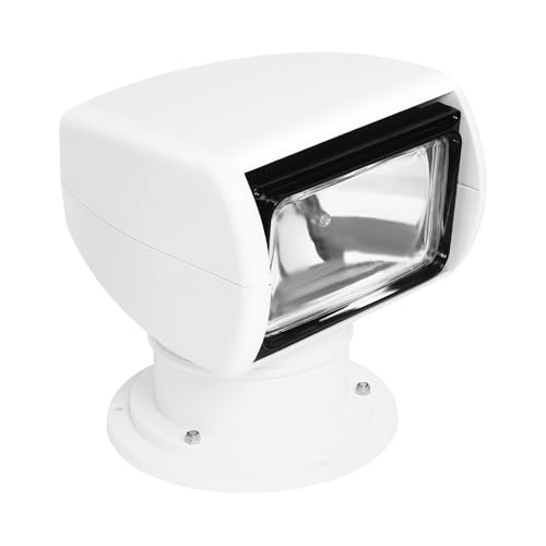 DouSeiAi Boat Spotlight, 12V 100W 2300LM 355° Left/Right Rotate Remote Control Marine Portable Halogen Search Light IP66 Waterproof Navigation light