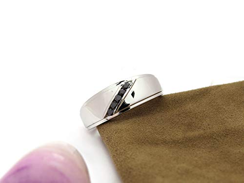 Dazzlingrock Collection 0.13 Carat (ctw) Round Black Diamond Men's 5 Stone Wedding Anniversary Band, Sterling Silver2