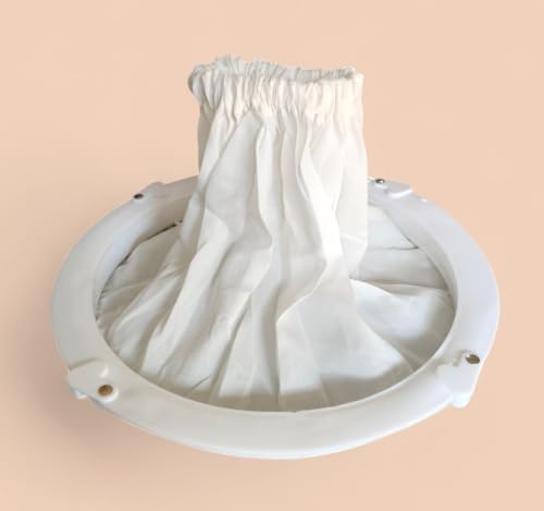 Image of Jaisinghani Group Flour Mill Ring Cover Set | Off-white Cotton Cloth with (10 Inch) Plastic Frame | Aata Maker Ring Cover Set. (1 Piece) | Gharghanti 10 Inch Ring + Lenghi