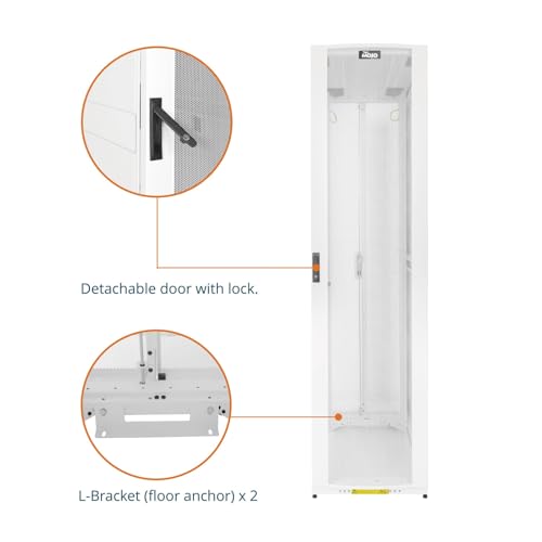 Image of Tecmojo 52U Server Rack Cabinet - PRE-Assembled 24inch Width 48inch Depth IT Network Equipment Cabinet Rack Enclosure with Casters - 3000lbs Weight Capacity, White