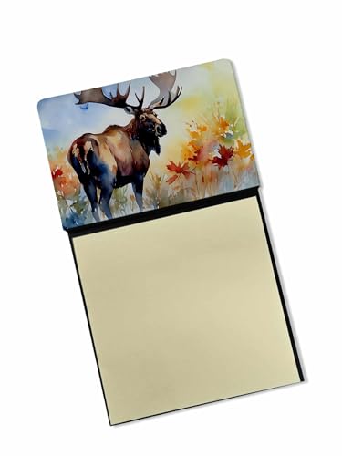 Caroline's Treasures Moose Sticky Note Holder Refillable Dispenser Self-Sticky Note Pads, Memo Pads Blank Desk Accessories