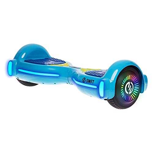 RIDE SWFT Hoverboard Self Balancing Electric Scooter, Bluetooth Speakers, 6.5" Light Up Rainbow Color Wheels,LED Board Lights, UL2272 Certified, Marine Blue