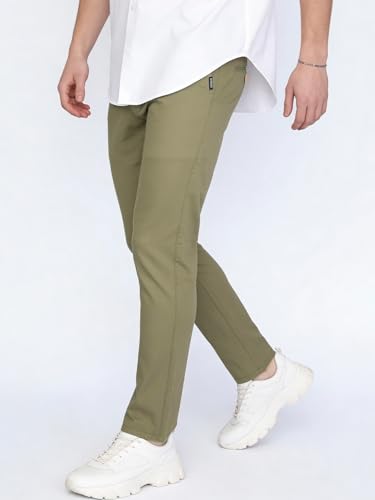 Image of Urbano Fashion Men's Straight Fit Mid Rise Cotton Casual Chinos Trousers Stretch