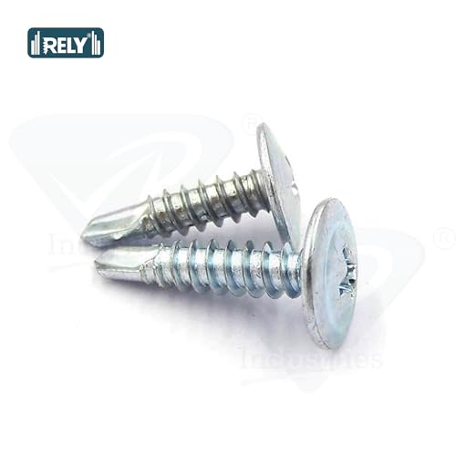 Image of Rely⇒VP INDUSTRIES (Pcs-50) No.8x38 mm Truss Phillips Self-Drilling Screw - White Zinc Coated Carbon Steel, Ideal for Metal, Wood, Plywood, Cabinets, Furniture & DIY Projects