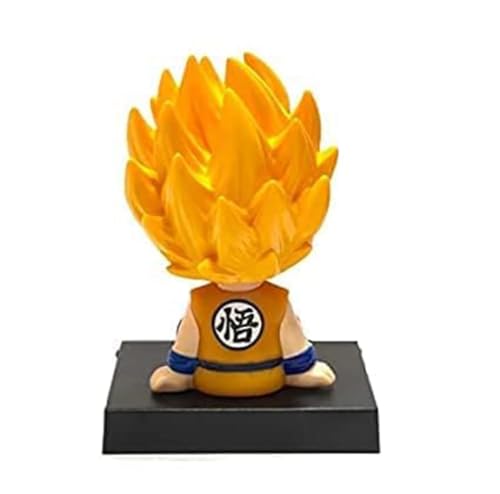Image of Super Hero Action Figure Limited Edition Bobblehead with Mobile Holder for Car Dashboard, Office Desk & Study Table - Goku