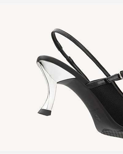 Women's Kitten Heel Pumps - Pointed Toe Closed Toe Sandals with Back Strap, Elegant Low Heel Dress Shoes for Office & Formal Events4