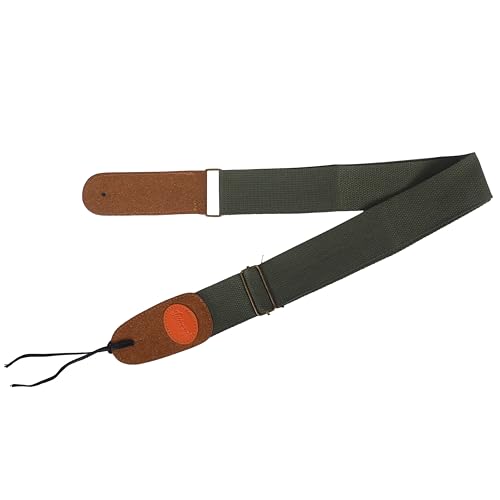 Image of JUAREZ JRGST100 Adjustable Guitar Strap | Heavy Duty Cotton Canvas with Genuine Suede Leather Ends | Brass Buckle | Fits Acoustic, Electric & Bass Guitars | Olive Green