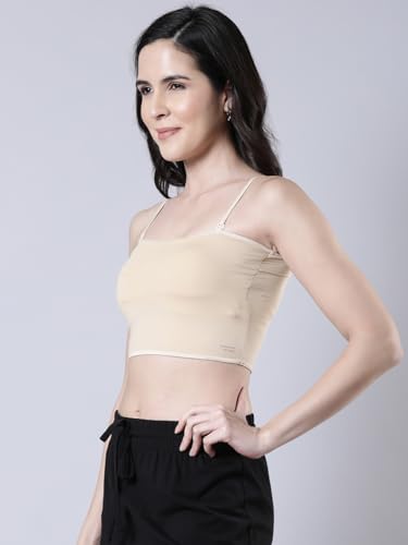 Image of Femmora Body Hugging Crop Top, Soft and Comfortable Cotton Fabric and Adjustable Shoulder Strap and Detachable Cookie Pad, for Women, Pack of 1