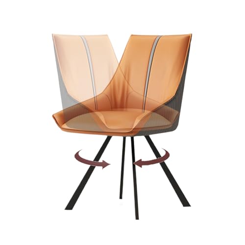 Juego de 4 sillas de comedor modernas de piel sintética con respaldo alto giratorio de 360 grados y garras antigato tapizadas en patas de metal naranja, 4 piezas