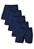 Comfneat Herren 5er Pack Boxershorts Langes Bein Elastisch Baumwolle Unterhosen mit Eingriff (Navy 5 Pack, L)