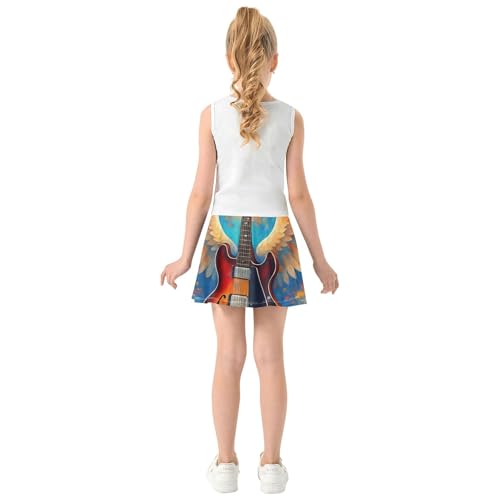 Joisal Tennis Skirts for Kids Electric Guitar Wings Notes Athletic Shorts for Girls Skorts Casual Little Girl 4t4