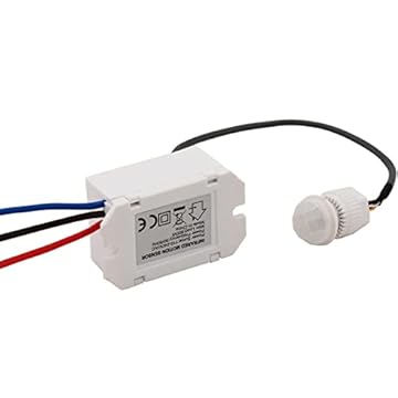 Greluma 1 Pezzo Interruttore sensore a infrarossi, mini rilevatore di movimento a infrarossi per installazione interna, rilevatore di movimento integrato 220 V, raggio di rilevamento 8 m a 360°