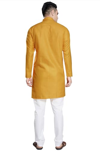 Image of DIVISIVE Men's Plain Cotton Blend Linen Slim Fit Kurta Pyjama Set