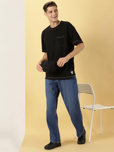 Image of Thomas Scott Men's Relaxed Fit Mid Rise Comfort Clean Look Light Fade Cotton Baggy Jeans