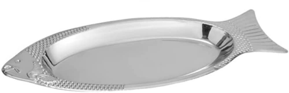 Platos de cena de acero Platos de camping Plato de pescado ovalado de metal Platos for servir Bandeja de frutas Soporte for postre Carne Sushi Plata-S