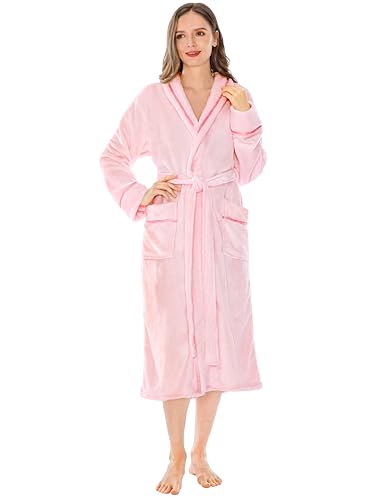 PAVILIA Robes For Women, Fleece Soft Fluffy Bathrobe, Plush Cozy Long Spa Robe2