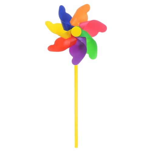 QUARKZMAN Regenbogen-Windräder 12,2 Zoll 7 Blätter Kunststoff-Windmühle für Partydekorationen im Freien, Dekor für Rasen, Hof, Garten, Terrasse, bunt