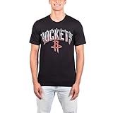 Ultra Game -NBA Houston Rockets Mens Arched Plexi Short Sleeve Tee Shirt, Black, Medium