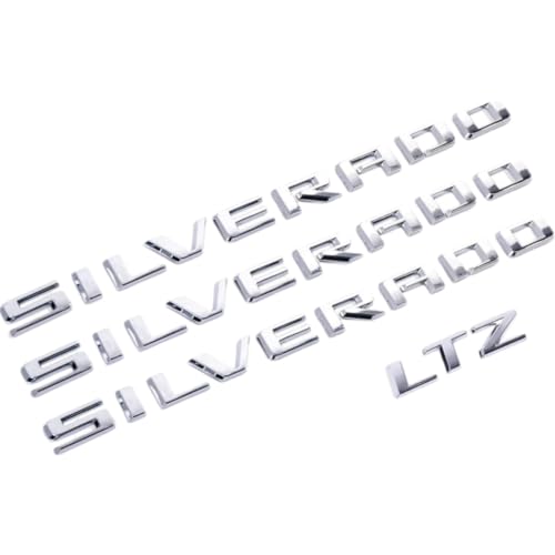 Image of 4pack for Silverado Plus LTZ Emblems 2019-2025 3D Letters Badges Compatible with Silverado (Chrome)