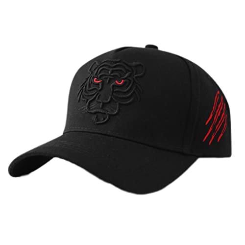 Animal Tiger Bordado Béisbol Sol Sombrero Fresco Hip Hop Béisbol Sombrero para Hombres Mujeres Deportes Fan (Cabeza de Tigre Negra [Bordado 3D])