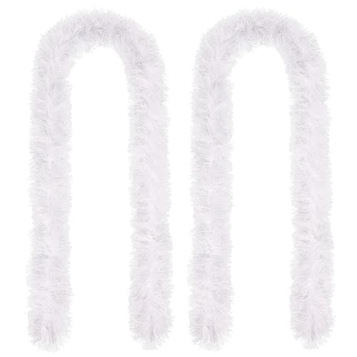 Feathers Boas Artificial Fluffy Boas 5 Ft Decoration for DIY Crafts Wedding Costume Christmas Party Supplies (White 2PCS)