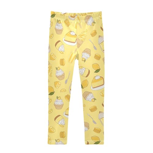 Lemon Desserts Girls Leggings,Workout Leggings for Girls Toddler Athletic Leggings Size for 3-10T