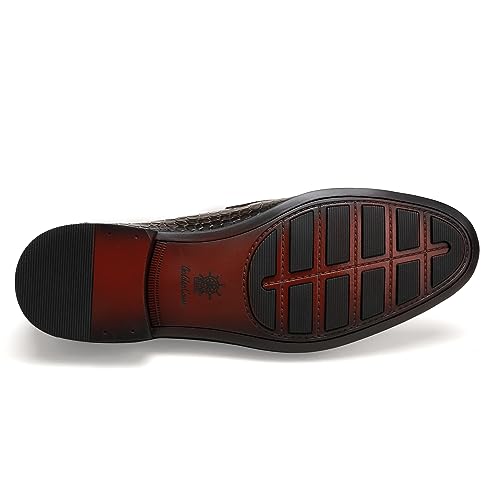 Image of Mens Leather Tassel Loafer, Classic Luxury Smooth Upper Tassel Slip-on Penny Loafer for Mens, Black