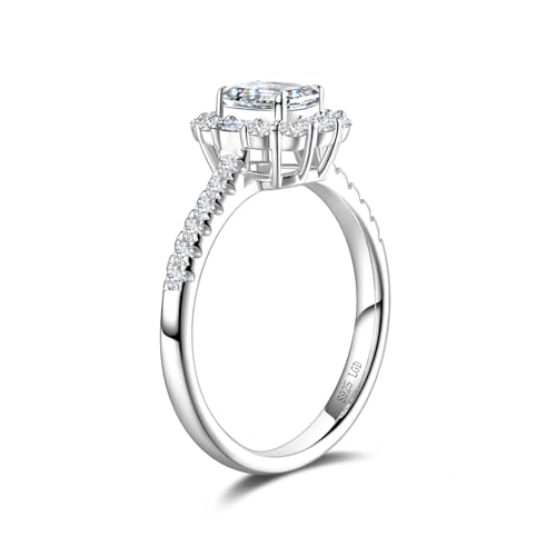 AGVANA 'Boundless Devotion' 0.8-1.8 Ct. Tw. Lab Grown Diamond Halo Engagement Ring in Sterling Silver 0.3-1 Carat Main Stone Promise Anniversary Wedding Ring for Women Her(D-E Color, VS Clarity)4