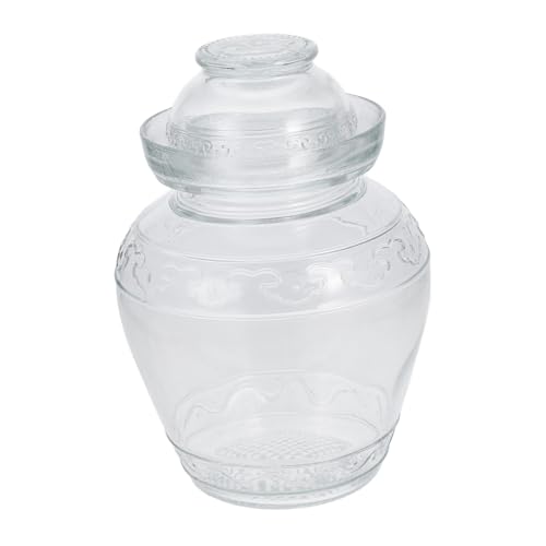 DINHEAROM Barattolo di Vetro per Sottaceti Sigillato 5 Litri, Vaso Trasparente per Fermentazione Alimenti, Grande Bocca per Uso Domestico, Vetro senza Piombo, Conservazione Alimenti