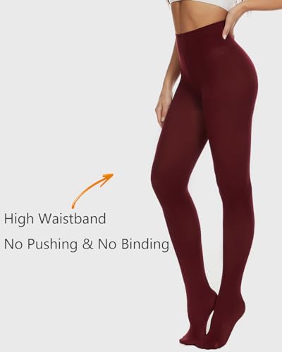 DUCMODA Womens 80 Denier Opaque Tights, Women's Soft Solid Color Footed Pantyhose, High Waist Stocking with 30+ Colors4