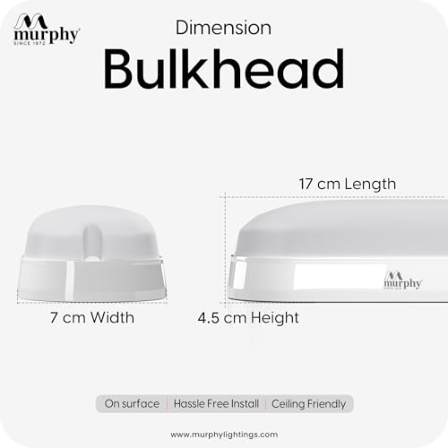Murphy 10W LED Oval Shape Bulkhead Wall Lamp | IP66 Waterproof Outdoor Light for Gardens, Porches & Bathrooms | Cool White, Pack of 1 | 2-Year Warranty