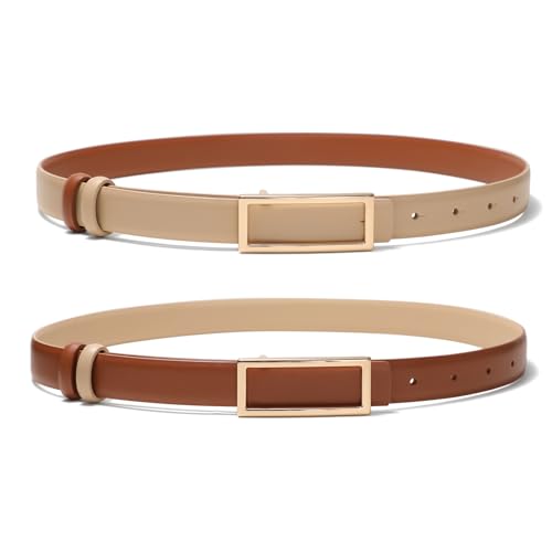 Womens Belt Reversible Leather Belt Skinny Thin Fashion Designer Waist Belts for Jeans Pants Dresses2