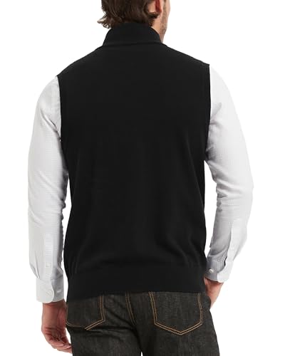 Kallspin Men’s Pure Cotton Quarter Zipper Sweater Vest V-Neck Lightweight Sleeveless Knitted Pullover3