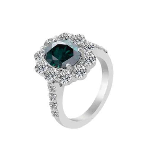 Bague émeraude et moissanite en argent massif, le cadeau d'anniversaire idéal pour femme en mai