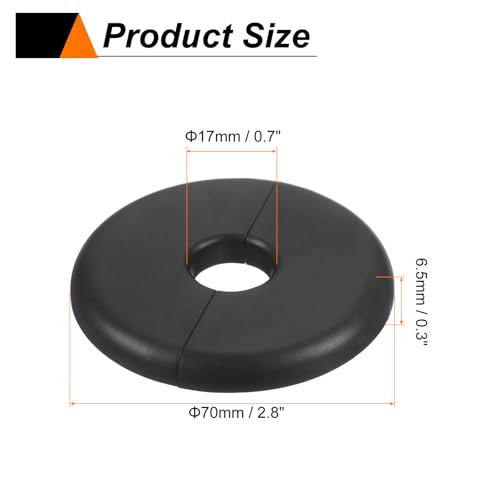 Brida dividida de 17 mm de plástico ABS negro autoadhesiva para pasamuros y tuberías 3