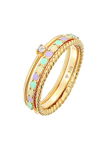 Bague torsadée Elli set moderne multicolore en argent 925 et émail