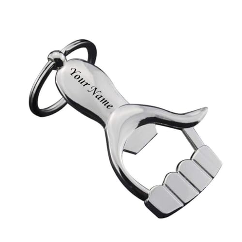 Felstar Customised/Personlised Name Engraved Stainless Steel Multifunctional Bottle Opener - Durable Key Ring Opener for Beer Bottles Heavy for - Ideal Gift for Men and Women (Silver) (Customised)