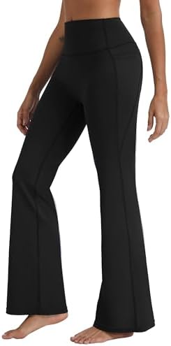 Womens Flare Leggings No Front Seam Flare with Tummy Control High Waisted Wide Leg Yoga Pants