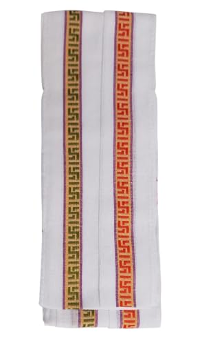 Image of Handloom Cotton Traditional God Towel | Gamcha /Angocha Towel | Fast Absorbing Bath Towels for Men, Women & Kids | Perfect for Everyday Use |Pack of 12 | Size 58 x 165 cm | White