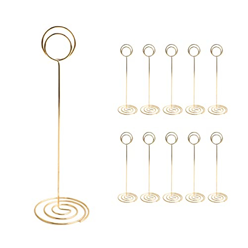Lot de 10 supports ronds pour numéro de table en fer pour mariage, siège, décoration d'intérieur (rond champagne doré) Cover