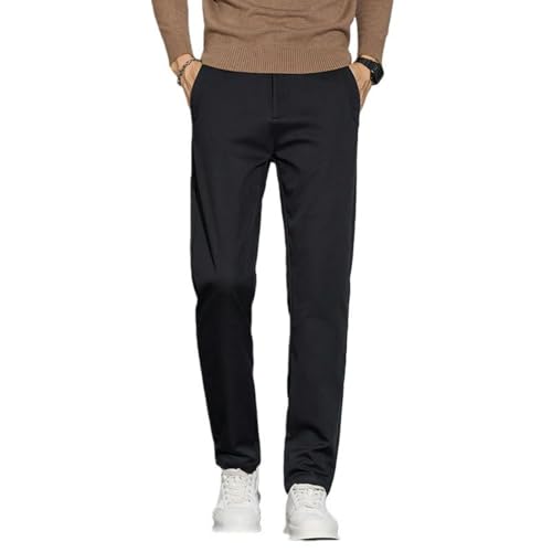 Pantalon d'hiver droit pour homme avec doublure épaisse et coupe classique en coton