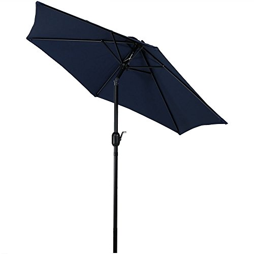 Sunnydaze 7.5 Foot Outdoor Patio Umbrella with Tilt & Crank, Aluminum, Blue