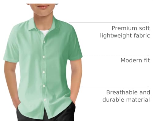 Image of Haloumoning Boys Short Sleeve Dress Shirts Button Down Formal Uniform Shirt