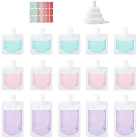 JETOP 15Pcs Travel Toiletry Containers,Frosted Pouches for Liquid,Travel Fluid Bags,Sub Bags Travel,Travel Bottles for Toiletries,Liquid Pouches for Lotion Shampoo Face Cream(30/50/100ml) Cover