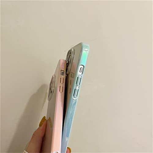iPhone 13ケース 6.1インチ 対応 オーロラ グラデーション 可愛い ソフト シンプル 透明 韓国 アイフォン13ケース かわいい クリア シリコン TPU 携帯電話カバー おしゃれ 女性向け スマホケース ピンクのボーダー