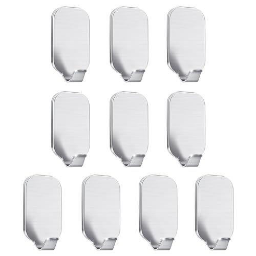 BEEWAY Self Adhesive Hook - Pack of 10 Wall Door Hooks Stick On/Sticky Hooks for Bathroom Kitchen Hanging Coat Cloth Towel Key - Stainless Steel, Waterproof, No Nails BEEWAY Self Adhesive Hook - Pack of 10 Wall Door Hooks Stick On/Sticky Hooks for Bathroom Kitchen Hanging Coat Cloth Towel Key - Stainless Steel, Waterproof, No Nails